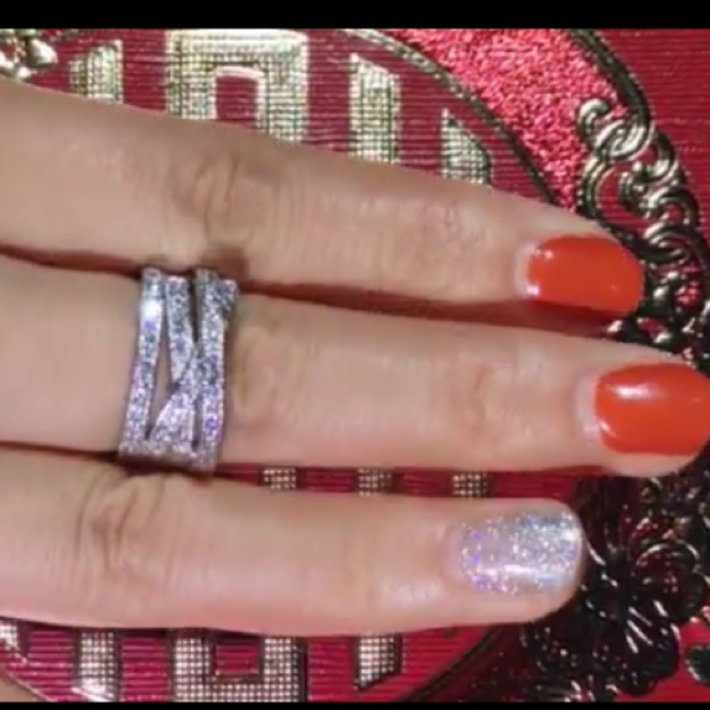 ❤️GENUINE 925 SILVER RING WITH THREE LAYERS OF HIGH QUALITY CZs❤️-Size 9